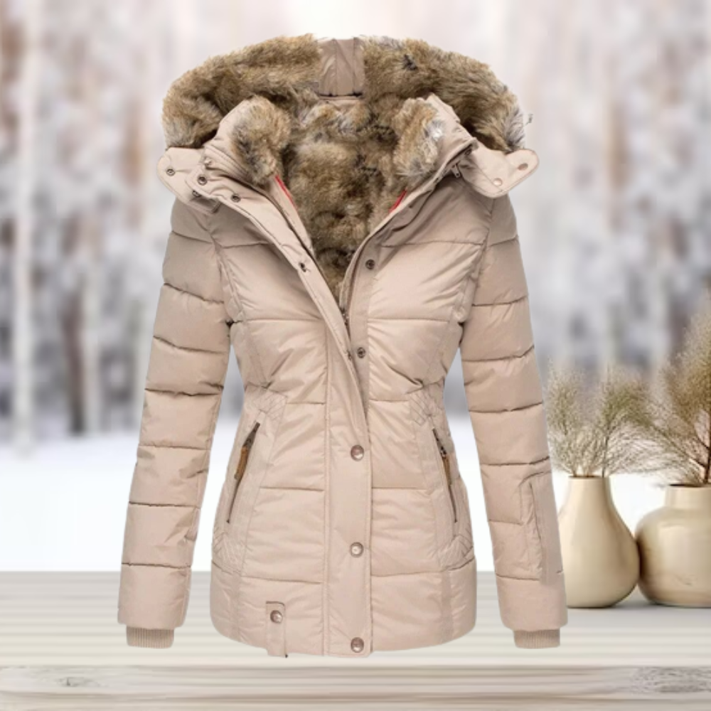 Damen Winterjacke Puffer Elegant Schwarz