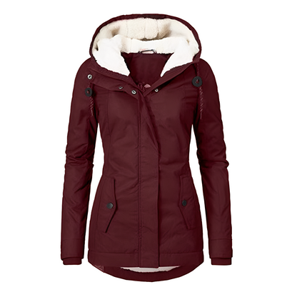 Damenschutzjacke Warm Plüsch Kapuze Winter