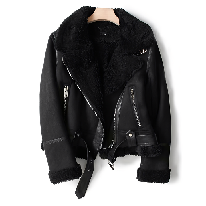 Damen Lederjacke Weich Schwarz