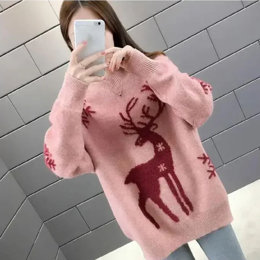 Weihnachtssweater Rentier Motiv Bequem - IdealeKleiden