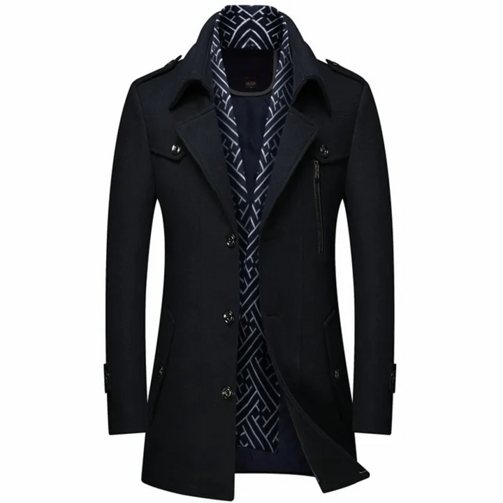 Langer Herrenmantel Schwarz Elegant