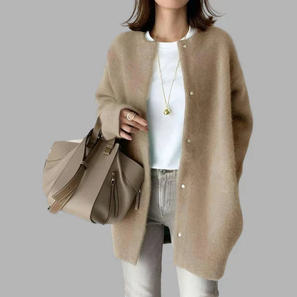 Große Strickjacke Damen Knöpfe Oversize