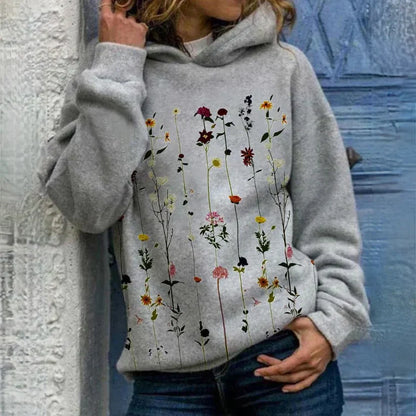 Elle - Kapuzenpullover Blumenmuster Damen