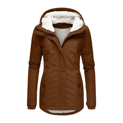 Warme Damenwinterjacke mit Kapuze Steppjacke