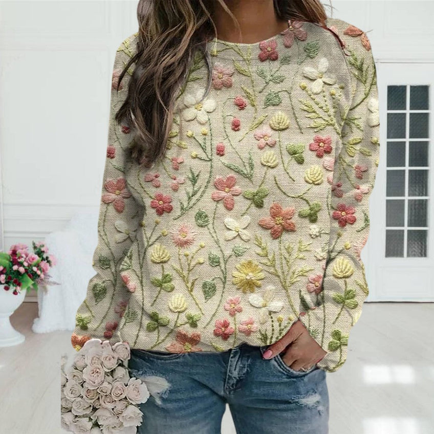 Stylischer Blütenpullover für Frauen - IdealeKleiden