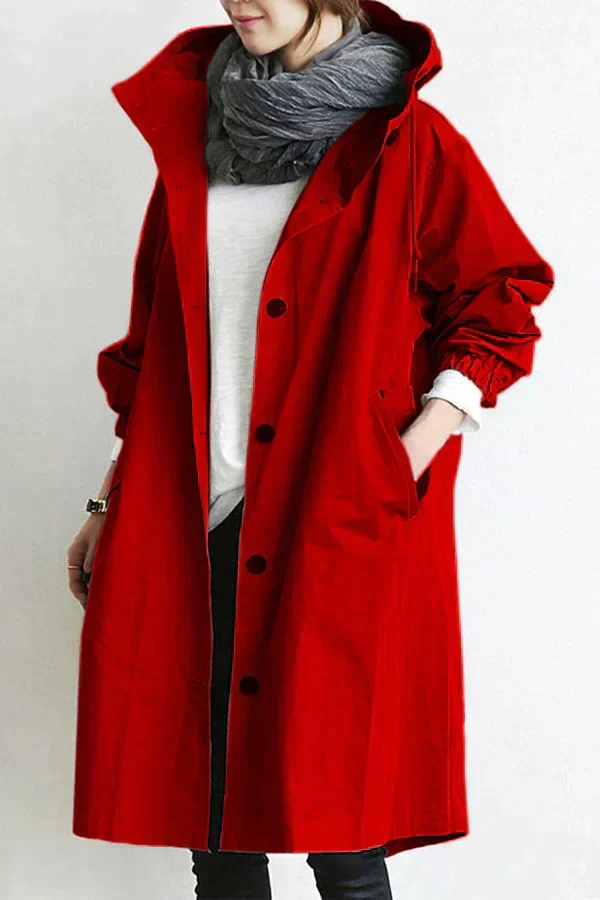 Lange Trenchcoat Damen Elegant Kapuze