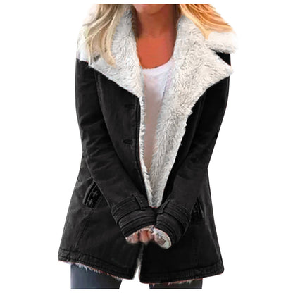 Damen Winterjacke Elegant Reverskragen Langärmlig