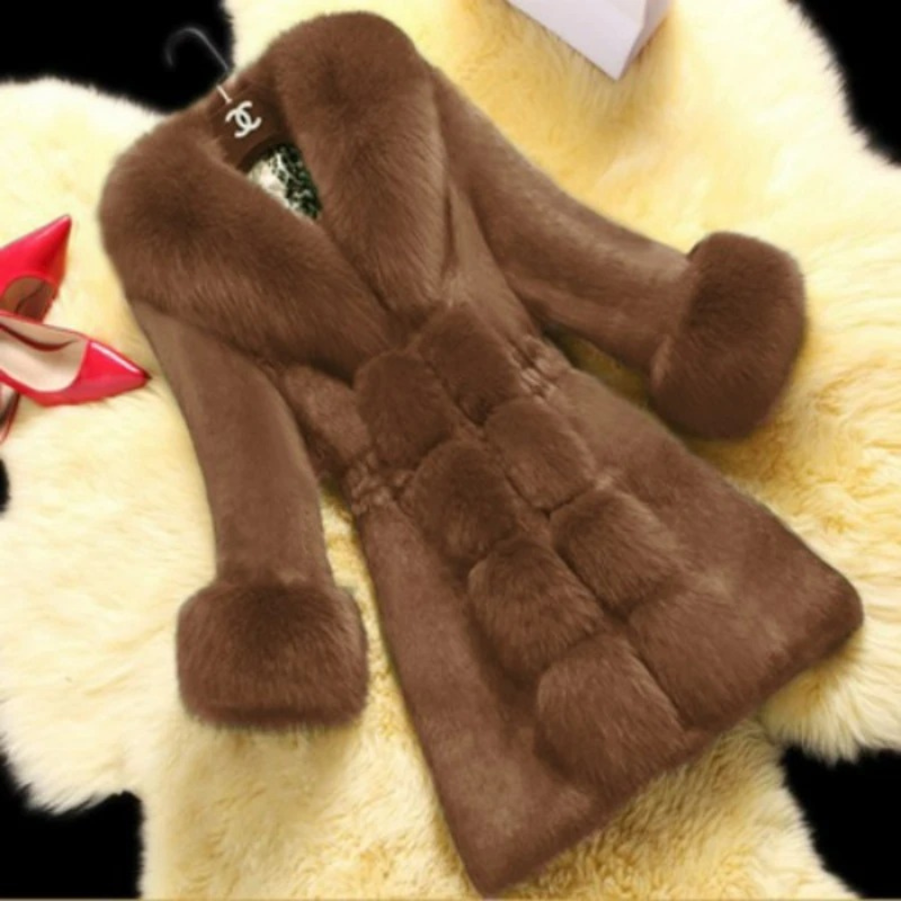 Winter-Mantel Damen Pelz-Look Elegant