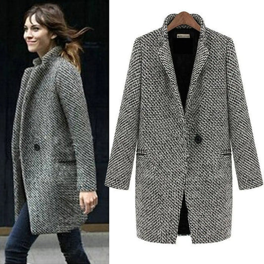 Damen Mantel Wollmix Klassisch Midi - IdealeKleiden
