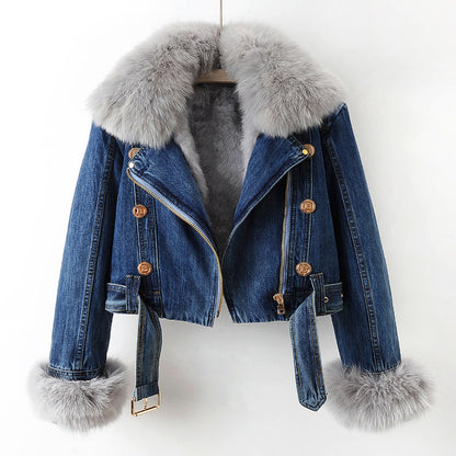 Eleganter Denim-Mantel Damen Luxus