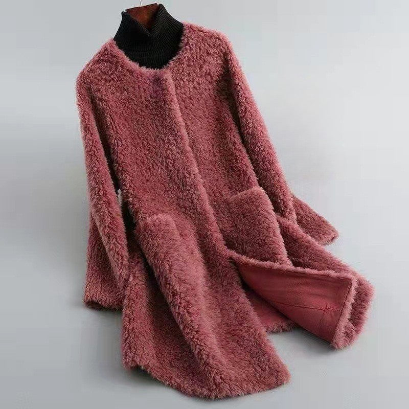 Bequemer Wollmantel Relaxed Fit mit Taschen