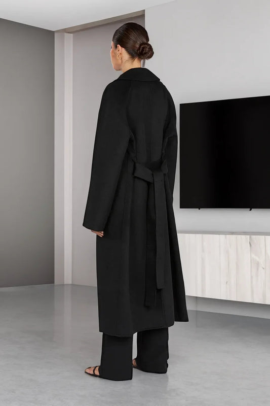 Damen Trenchcoat Lang Elegant Wollmantel - IdealeKleiden