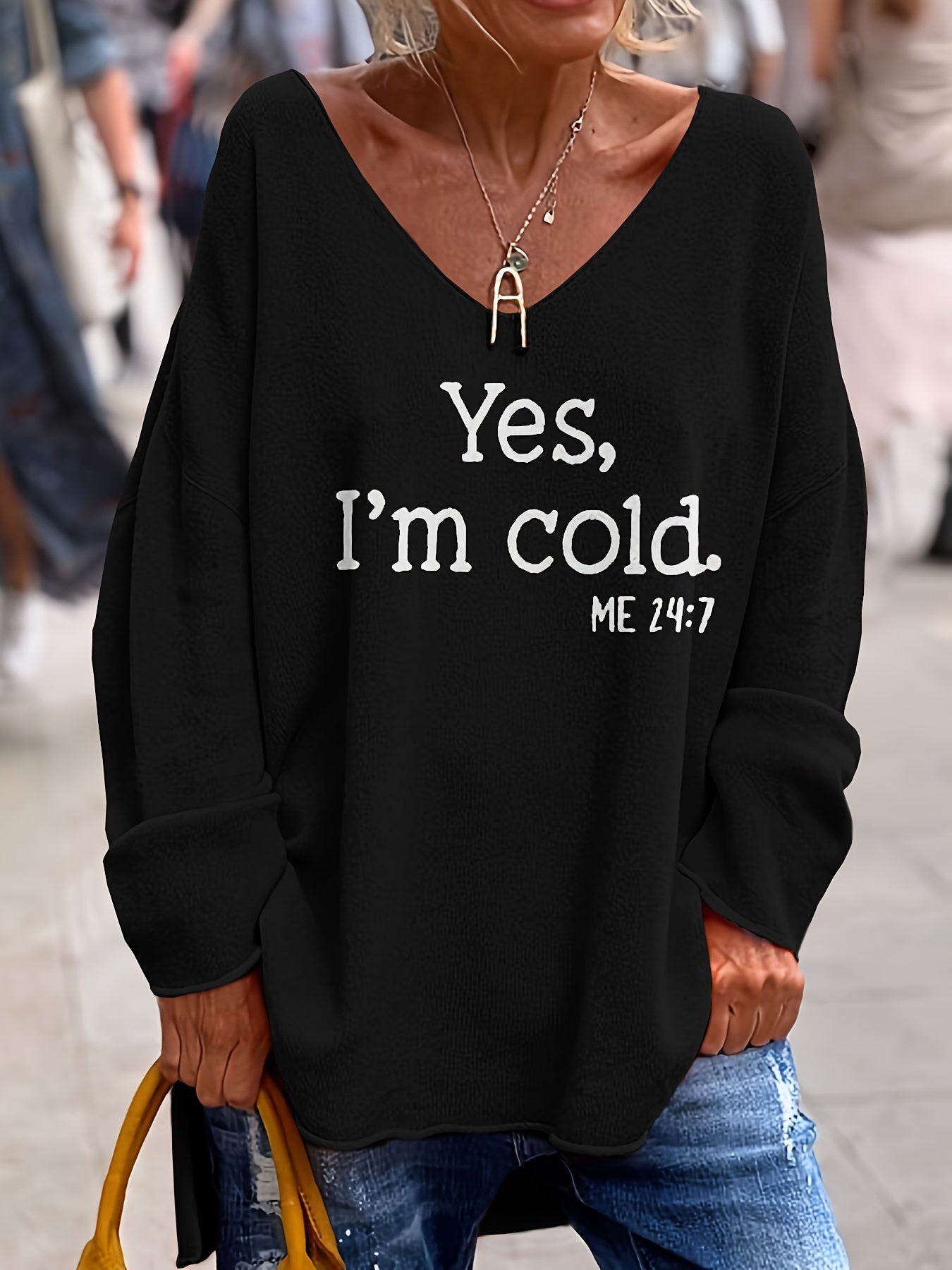 Damen Pullover V-Ausschnitt Große Größen