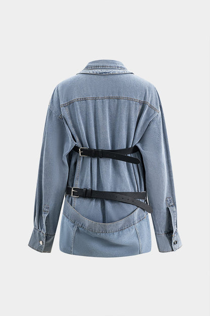 Übergröße Denim Hemd Lässig Komfortabel - IdealeKleiden