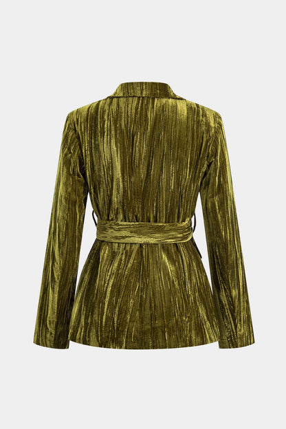 Elegante Samtjacke mit Gürtel - IdealeKleiden