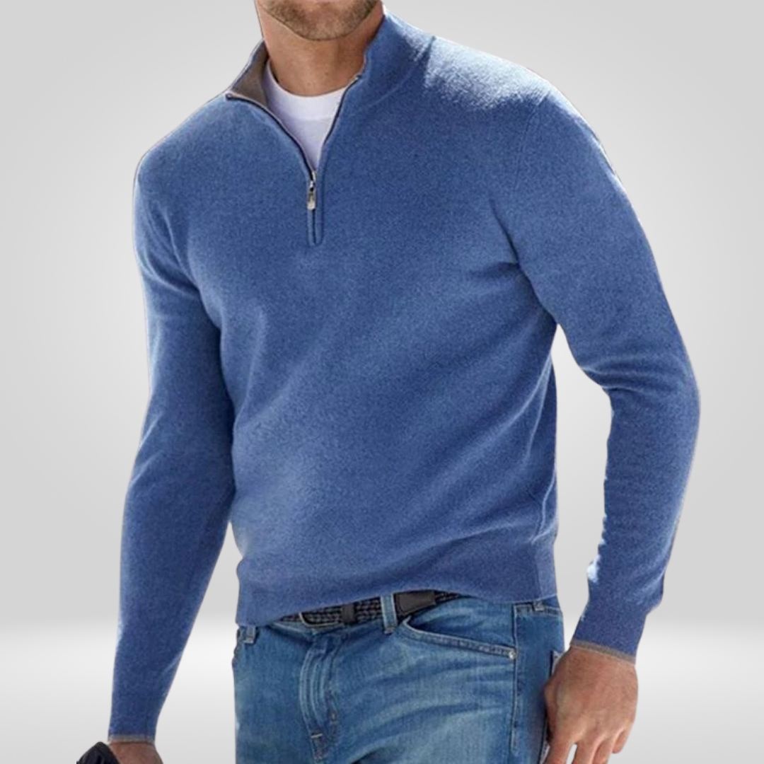 Herren Strickpullover Lässig Warm HalbReißverschluss