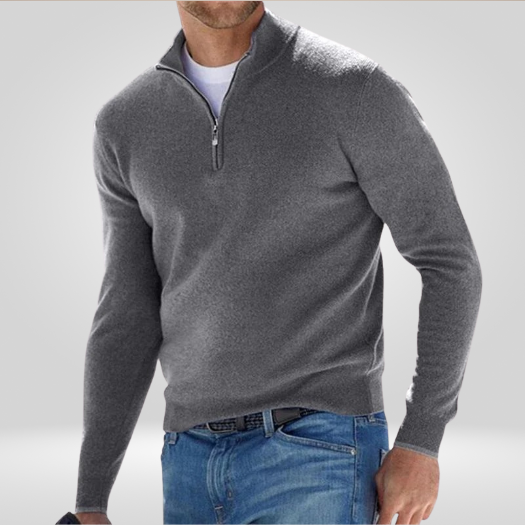 Herren Strickpullover Lässig Warm HalbReißverschluss