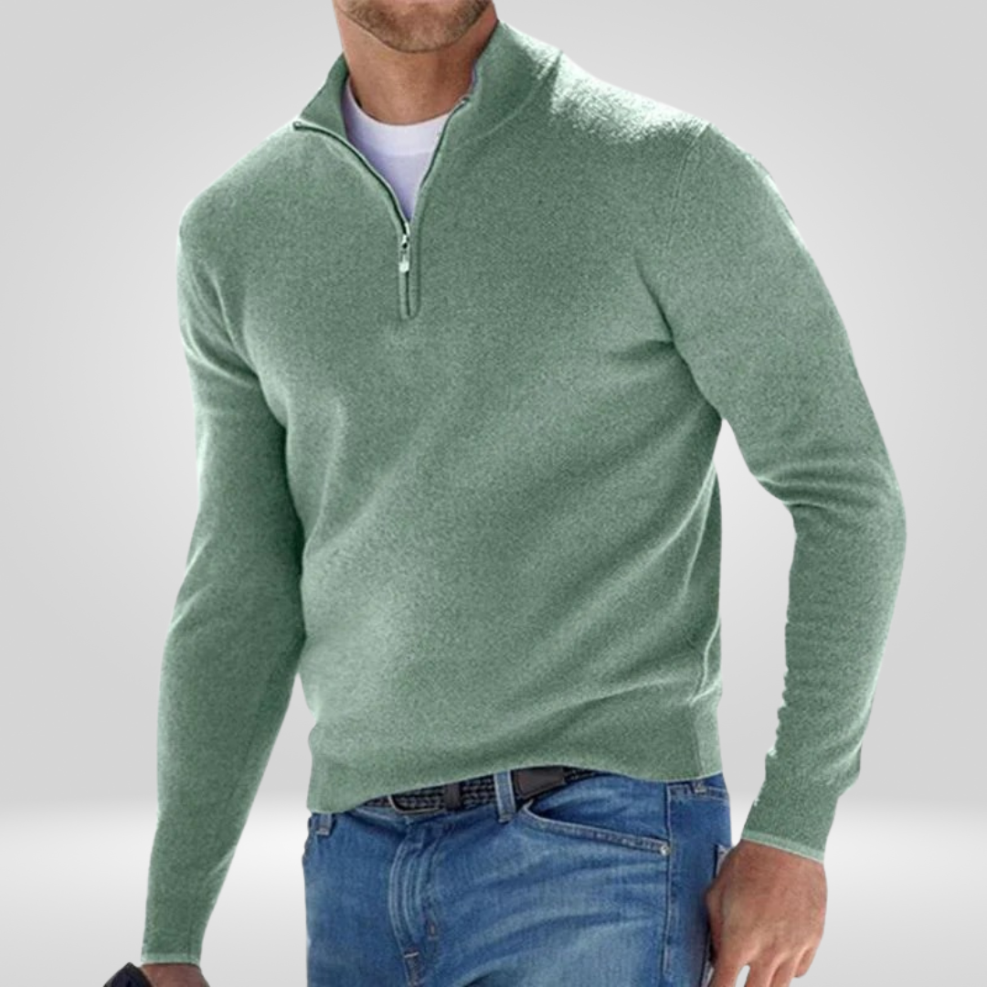 Herren Strickpullover Lässig Warm HalbReißverschluss