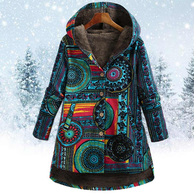 Blumenmuster Kapuzenjacke Damen - IdealeKleiden
