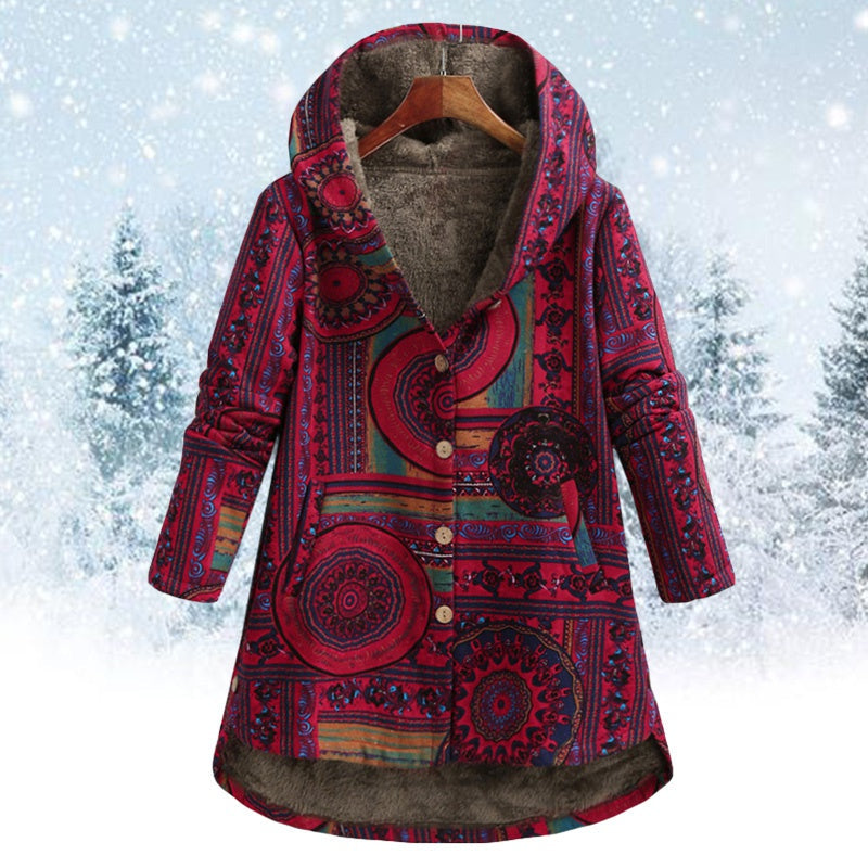 Blumenmuster Kapuzenjacke Damen
