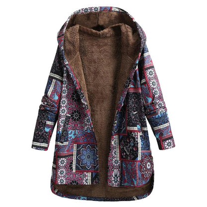 Blumenmuster Kapuzenjacke Damen