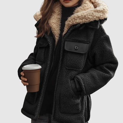 Damen Wintermantel Sherpa Gefüttert Warm