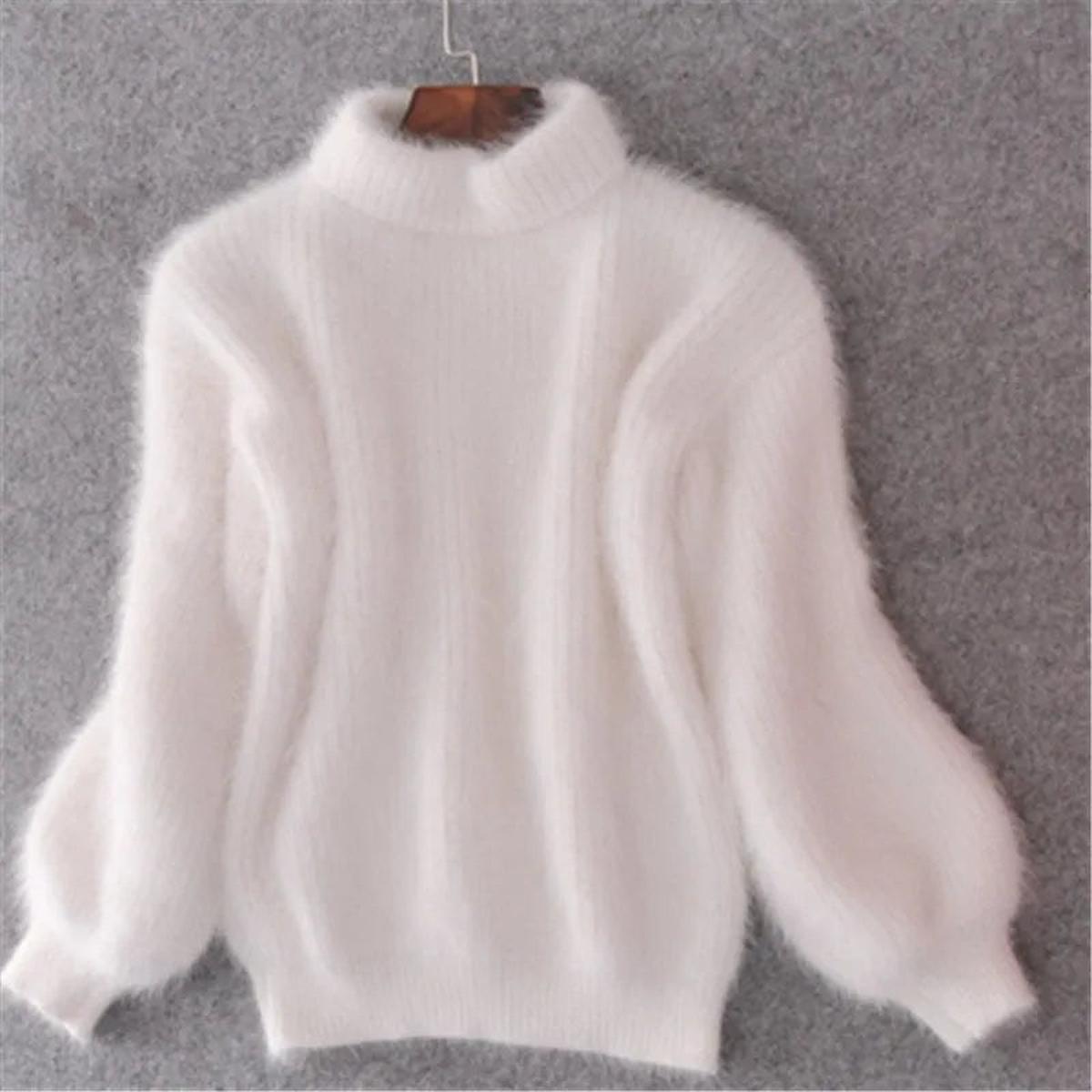 Weicher Angora Pullover Damen Lässig