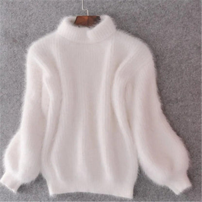 Weicher Angora Pullover Damen Lässig