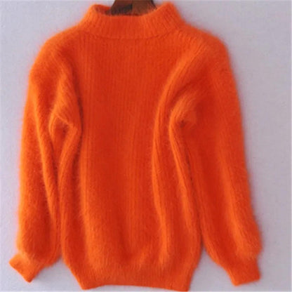 Weicher Angora Pullover Damen Lässig