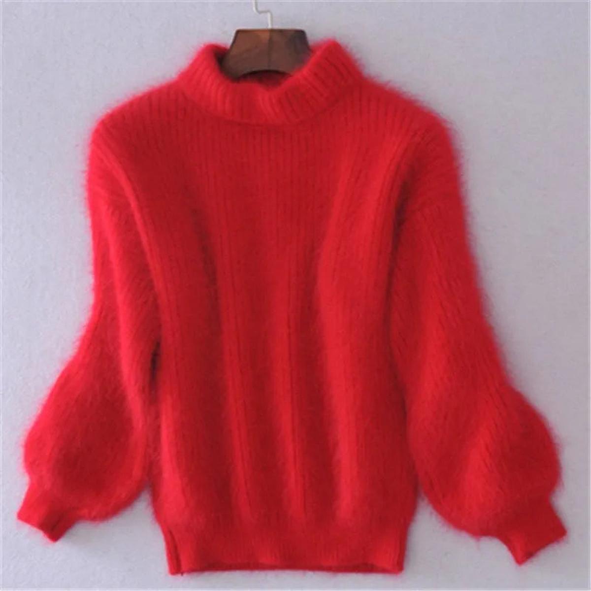 Weicher Angora Pullover Damen Lässig
