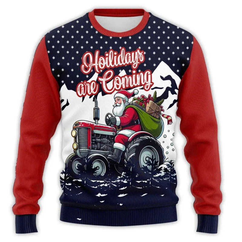 Weihnachtspullover Traktor Design - Bequemer Herren Pullover - IdealeKleiden