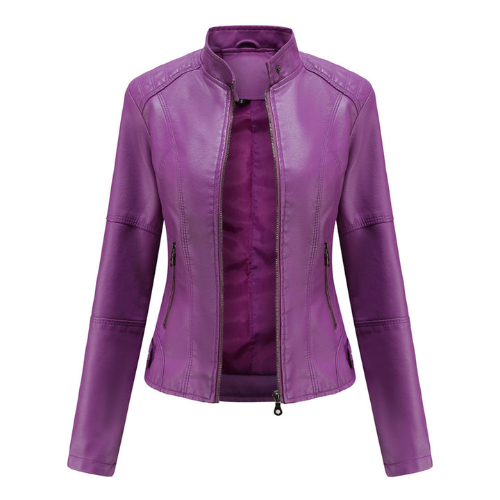 Damen Lederjacke Biker Stil Reißverschluss