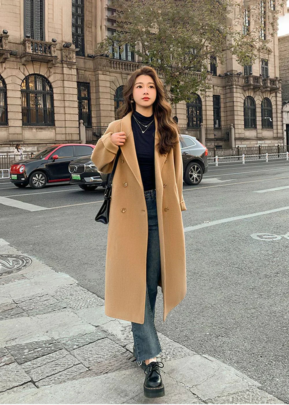Stylischer Wollmantel Damen Winter