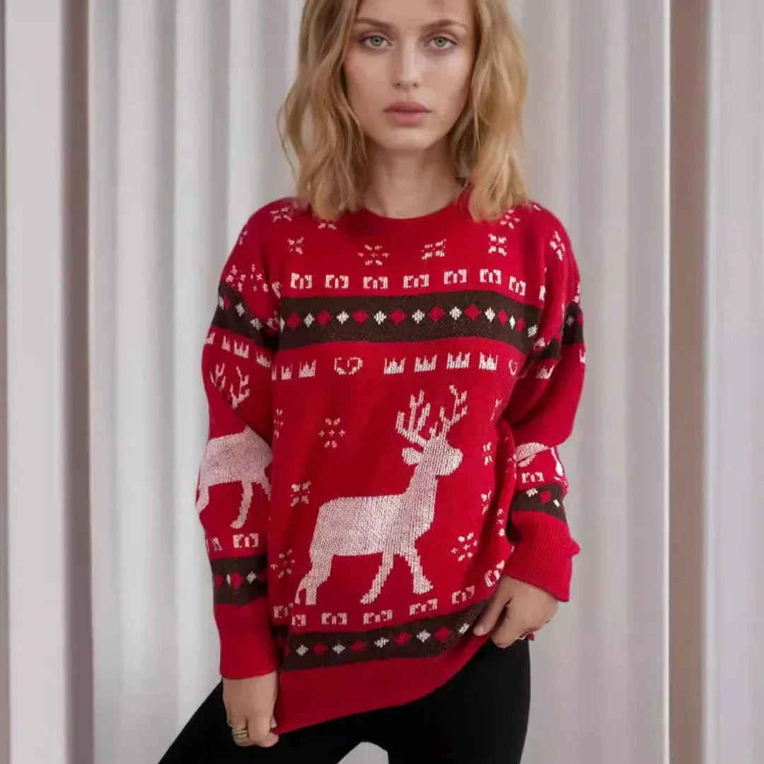 Weihnachtspullover Frauen Lustiger Rentier Sweater