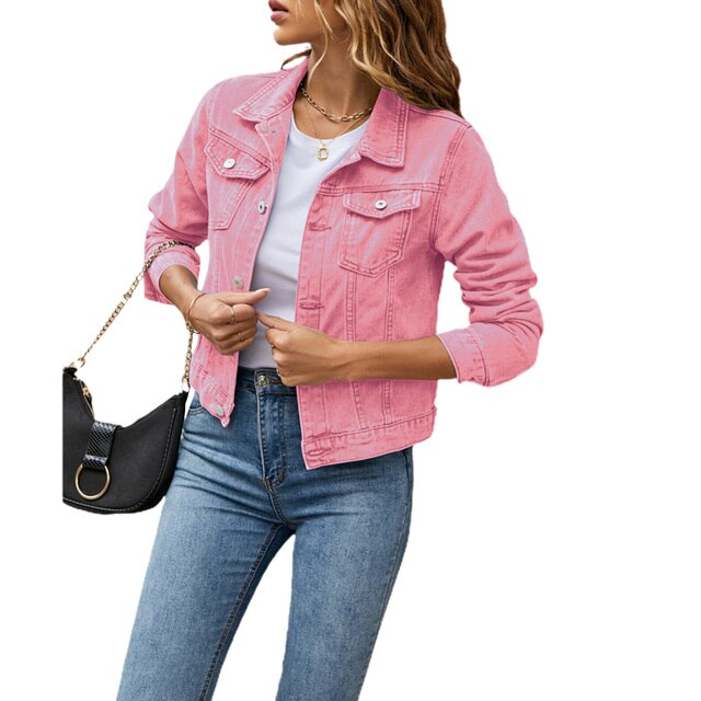 Frauen Jeansjacke Herbst Warme Baumwolle