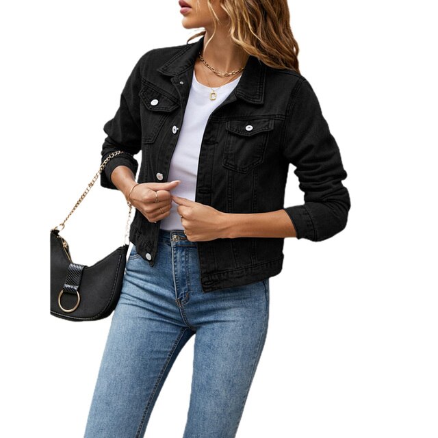 Frauen Jeansjacke Herbst Warme Baumwolle - IdealeKleiden