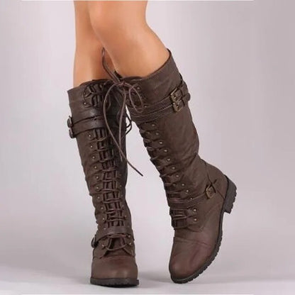 Hohe Schnürstiefel Robust Leder Optik