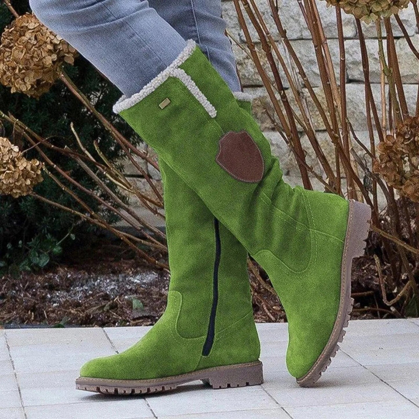 Wadenstiefeletten Wildleder Plüsch Innensohle