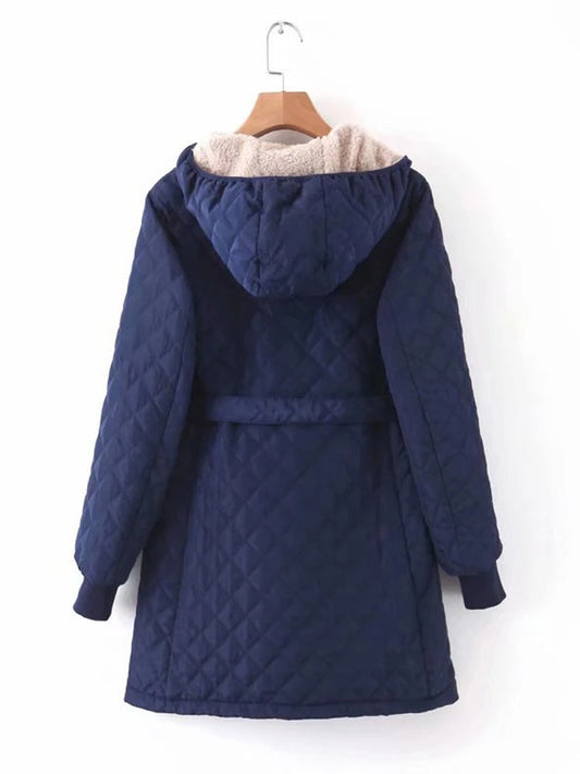 Winterparka Lange Steppjacke Kapuze Gepolstert - IdealeKleiden