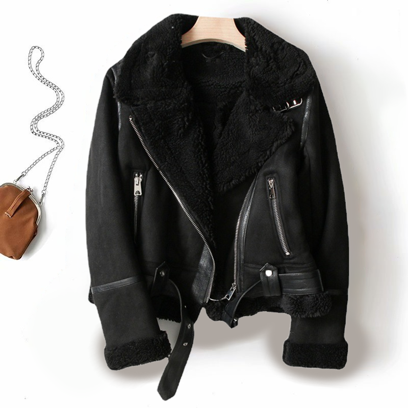 Lederjacke Biker Stil Asymmetrisch