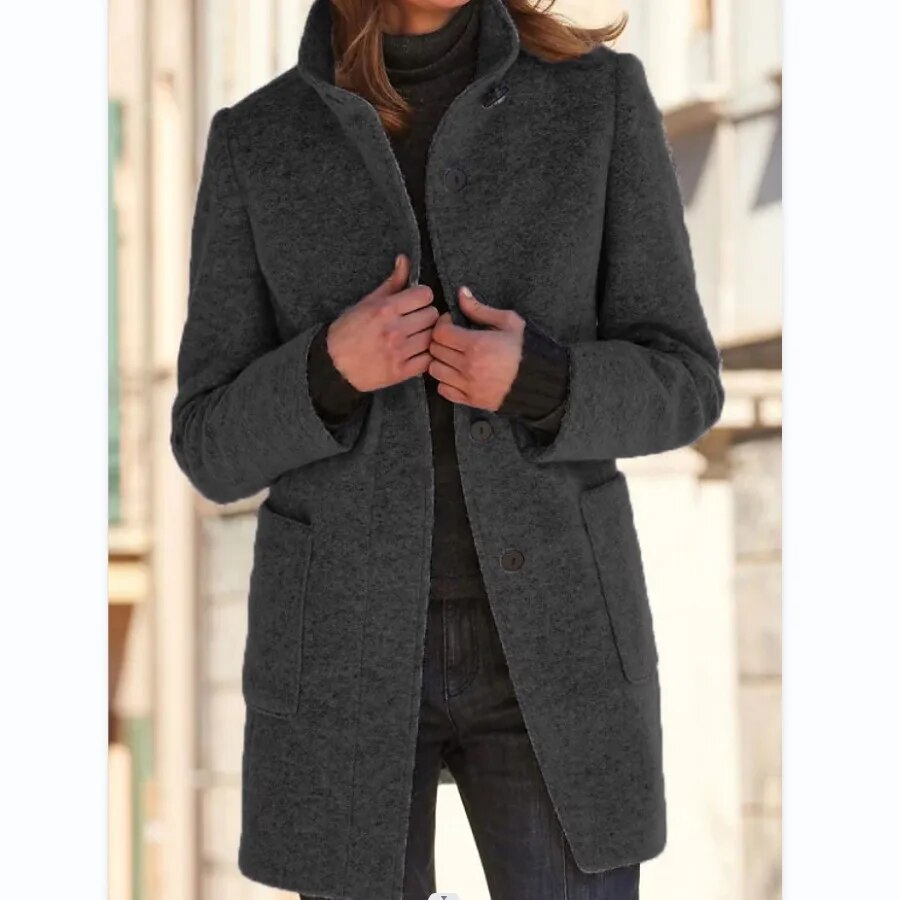 Wintermantel Damen Wollmantel Eleganz