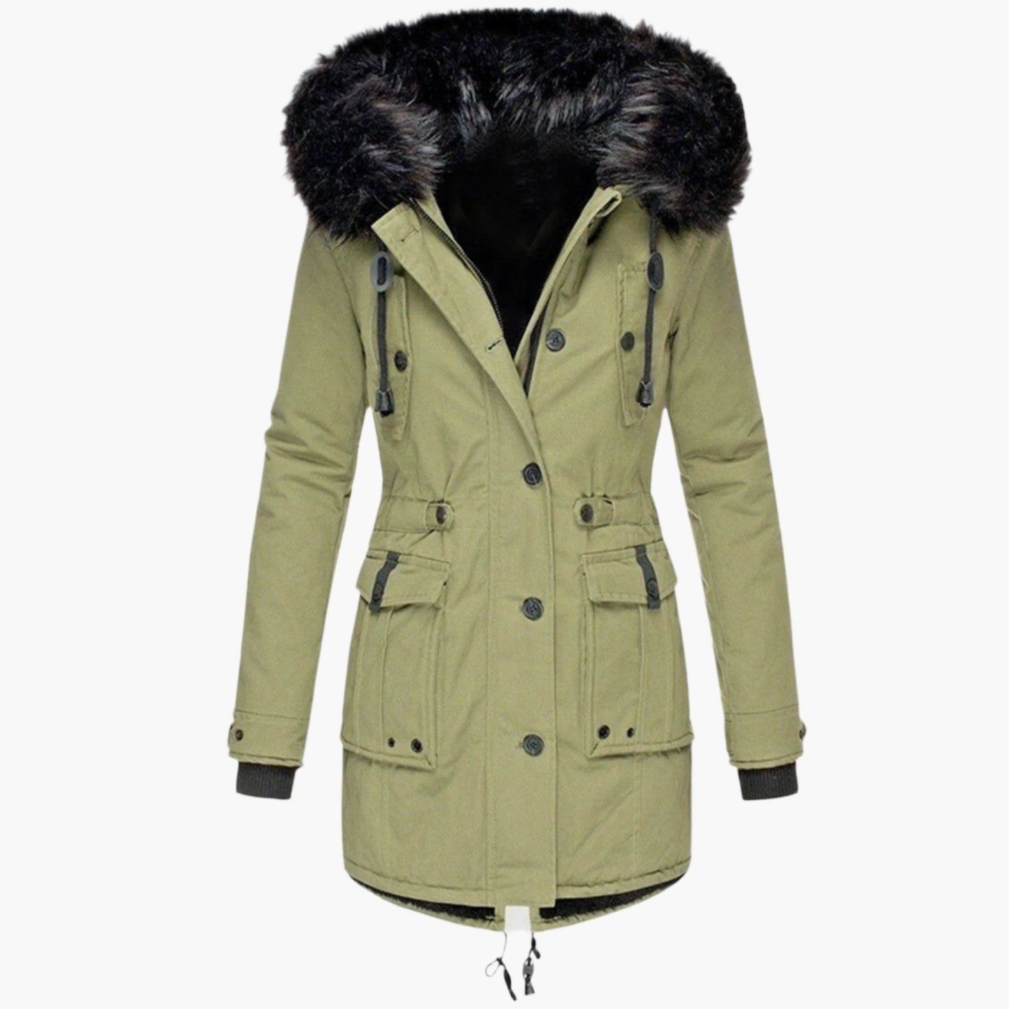 Damen Winterjacke Lang Kapuze Warm und Bequem
