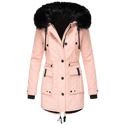 Stylischer Wintermantel mit Kapuze und Taille