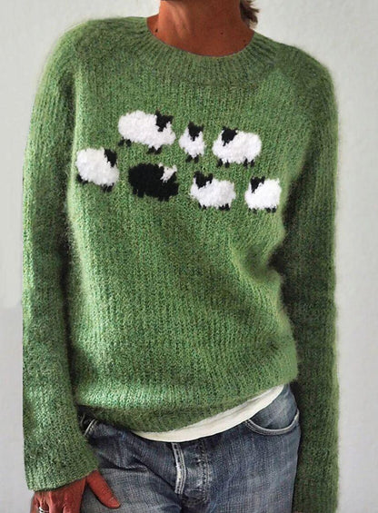 Stylischer Pullover Langarm Trendy Aufdruck - IdealeKleiden