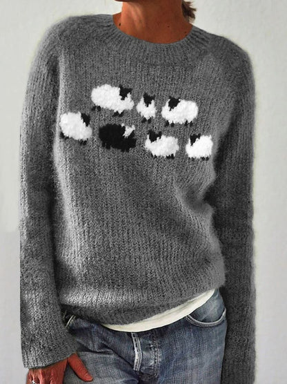 Stylischer Pullover Langarm Trendy Aufdruck