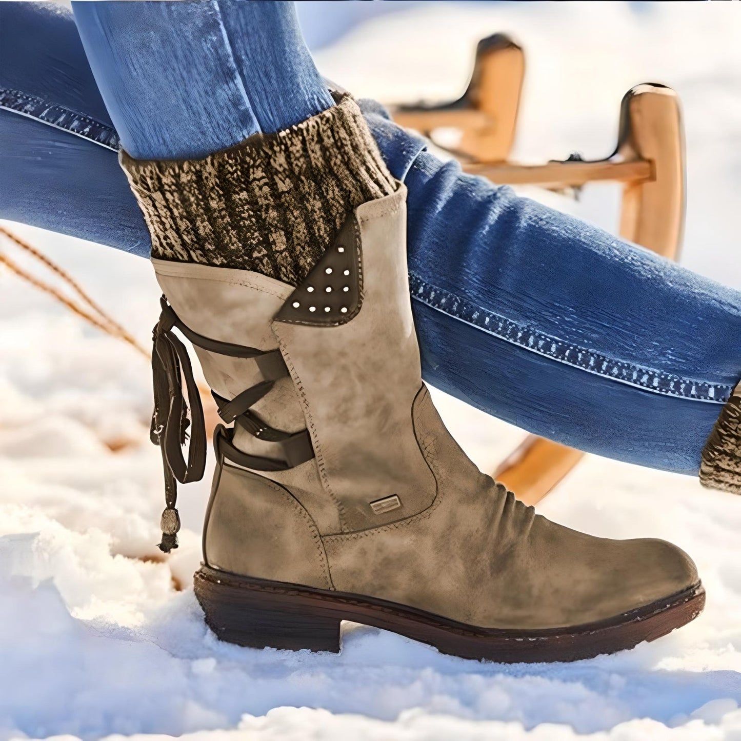 Winterstiefel Damen Warm Schnürsenkel