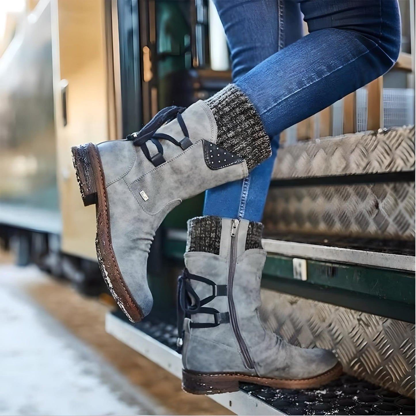 Winterstiefel Damen Warm Schnürsenkel