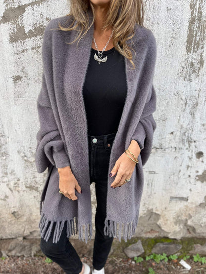 Lange Damen Winterjacke Mit Fransen