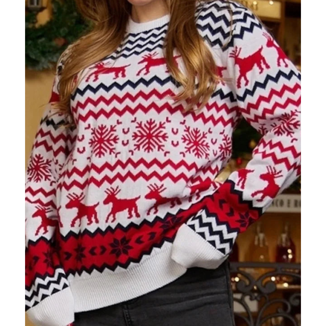 Weihnachtspullover Damen Langärmlig Festlich - IdealeKleiden