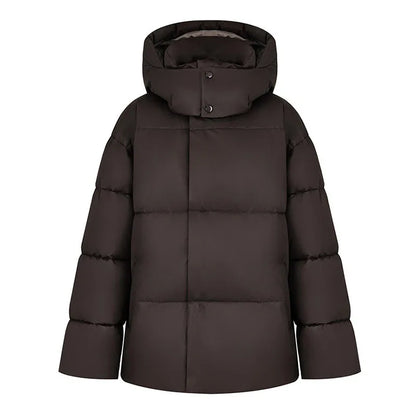 Lange Damen Winterjacke Warm mit Kapuze und Stehkragen
